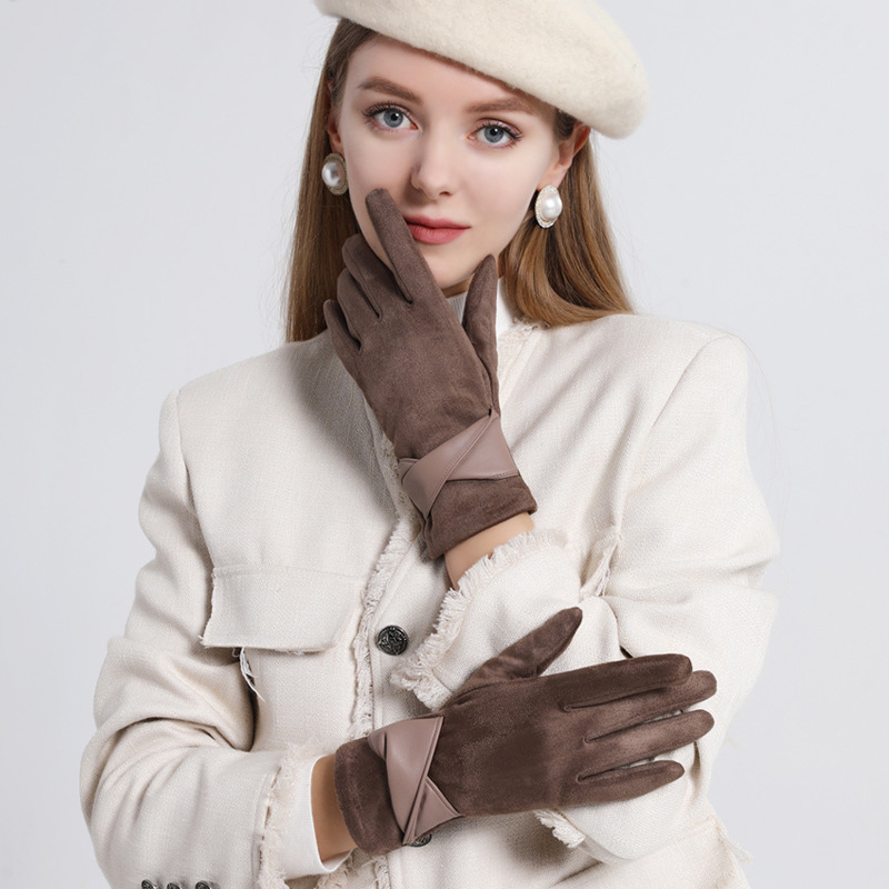 Leather Work Winter Gloves - 1 Pair Suede Gloves For Women