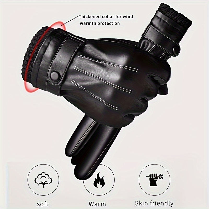 Leather Work Winter Gloves - 1Pair Winter Gloves Warm Driving Motorcycle