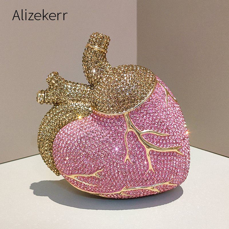 Leatherwork Wallet - Alizekerr Heart Shaped Diamond Evening Bags