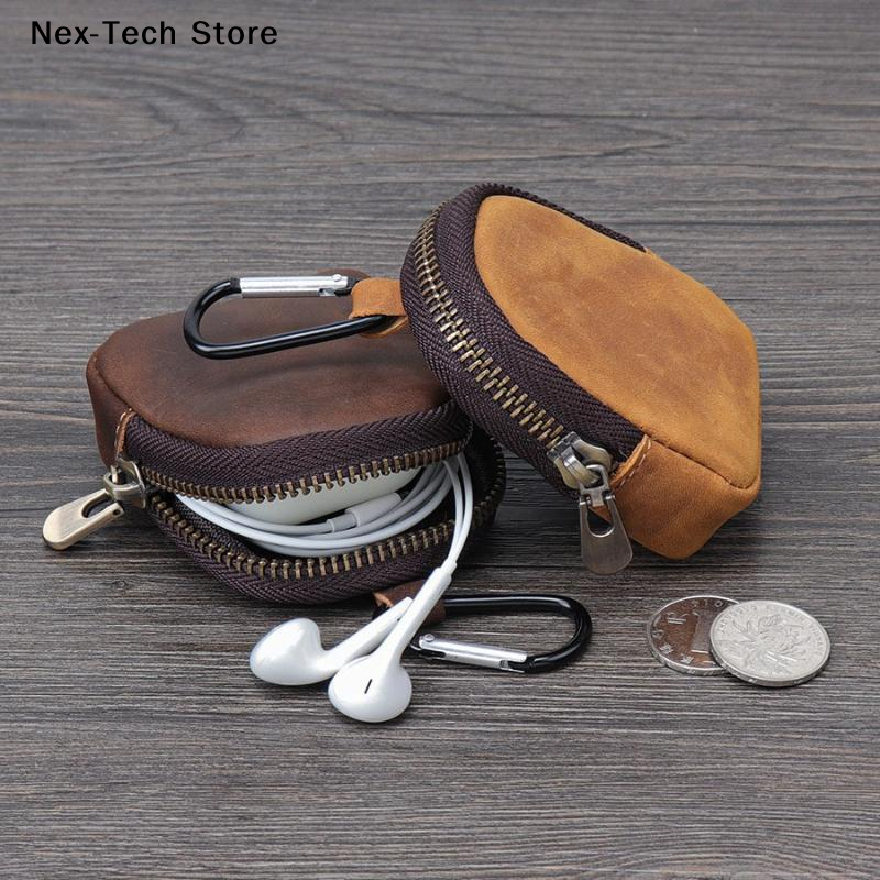 Leatherwork Wallet - [NT]Retro Small Zipper Pouch Earphones Accessories