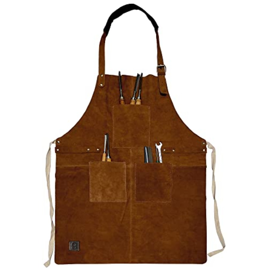Leatherwork Apron - Leather Grill Work Apron with Tool