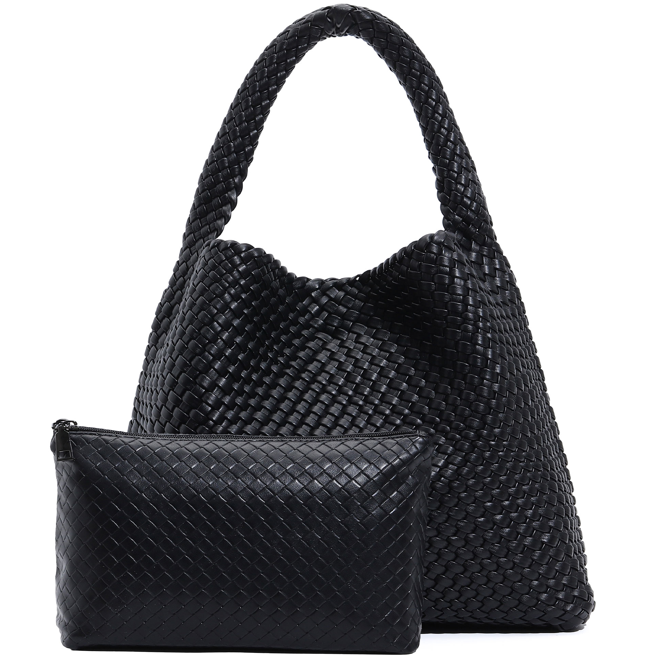 Leatherwork Wallet - Large Woven Tote Bag for Women