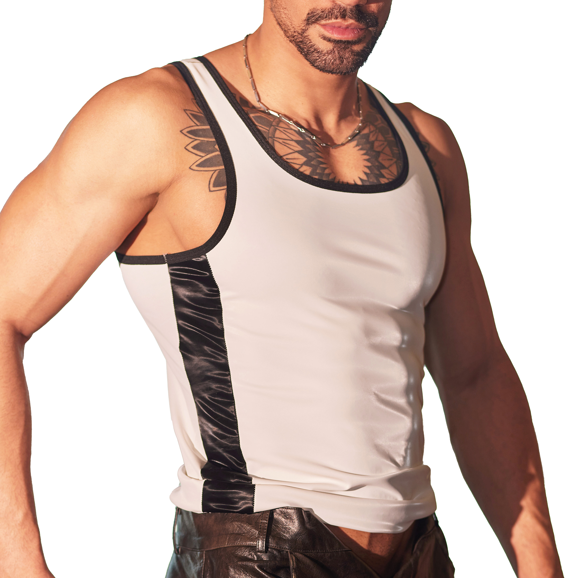 Men Faux Leather Sleeveless T- - Leather Work Vest review and price