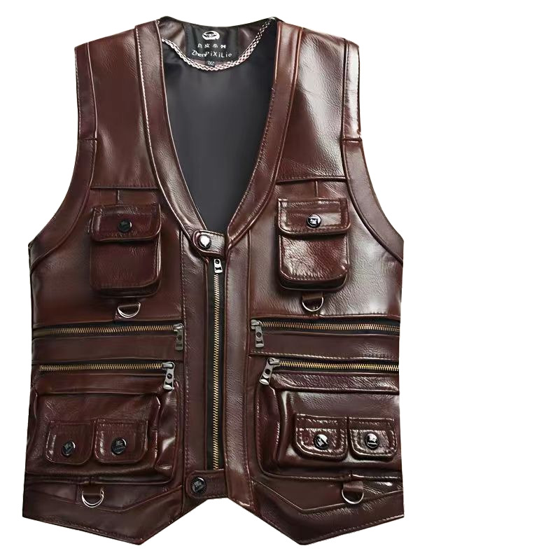 2025 Cowhide Genuine Leather V - Leather Work Vest review and price