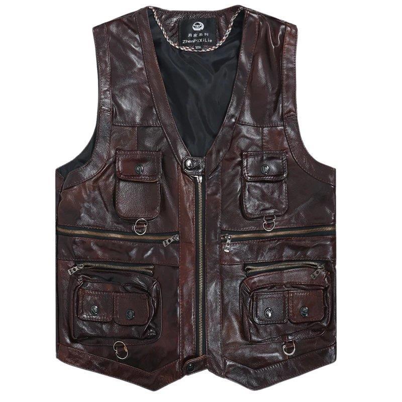 2025 Cowhide Genuine Leather V - Leather Work Vest review and price