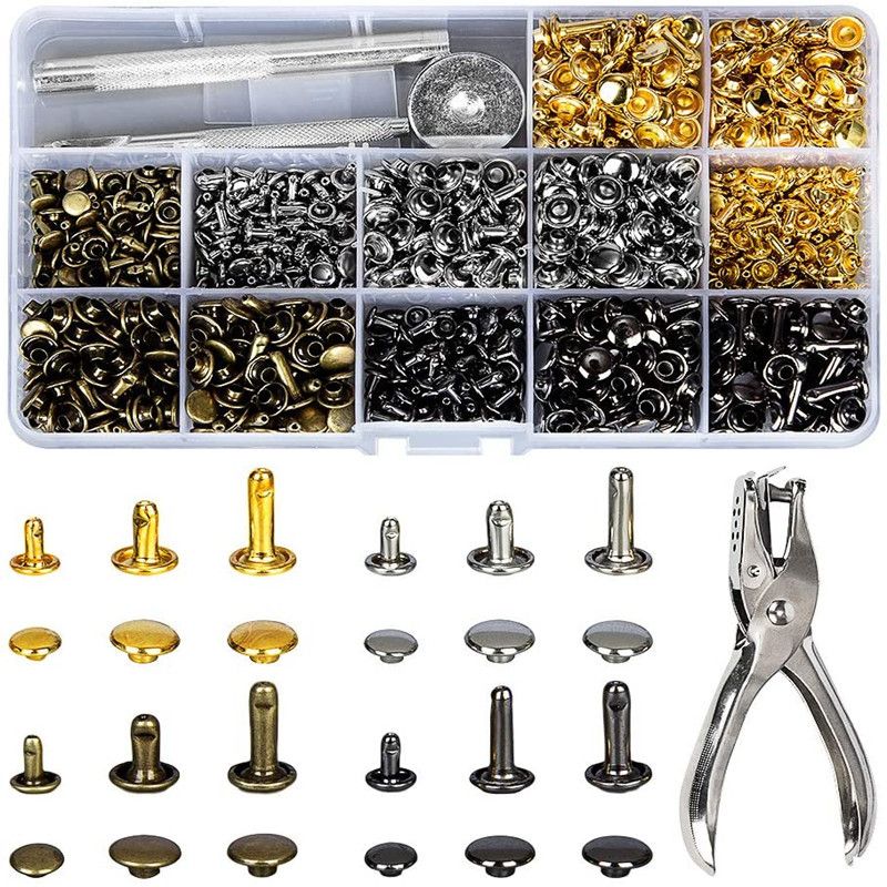 Metal Double Cap Rivets Stud R - Rivet Setter Tool review and price