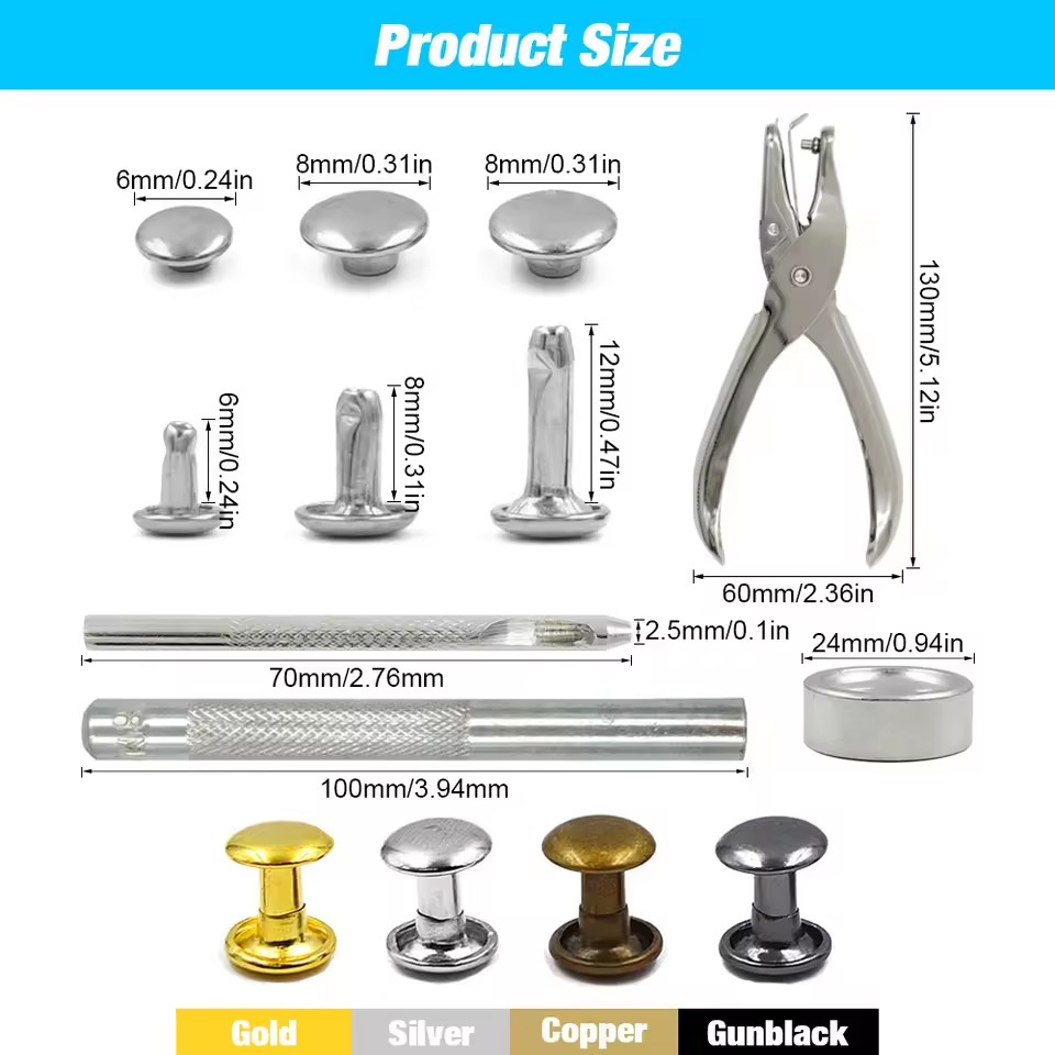 Metal Double Cap Rivets Stud R - Rivet Setter Tool review and price