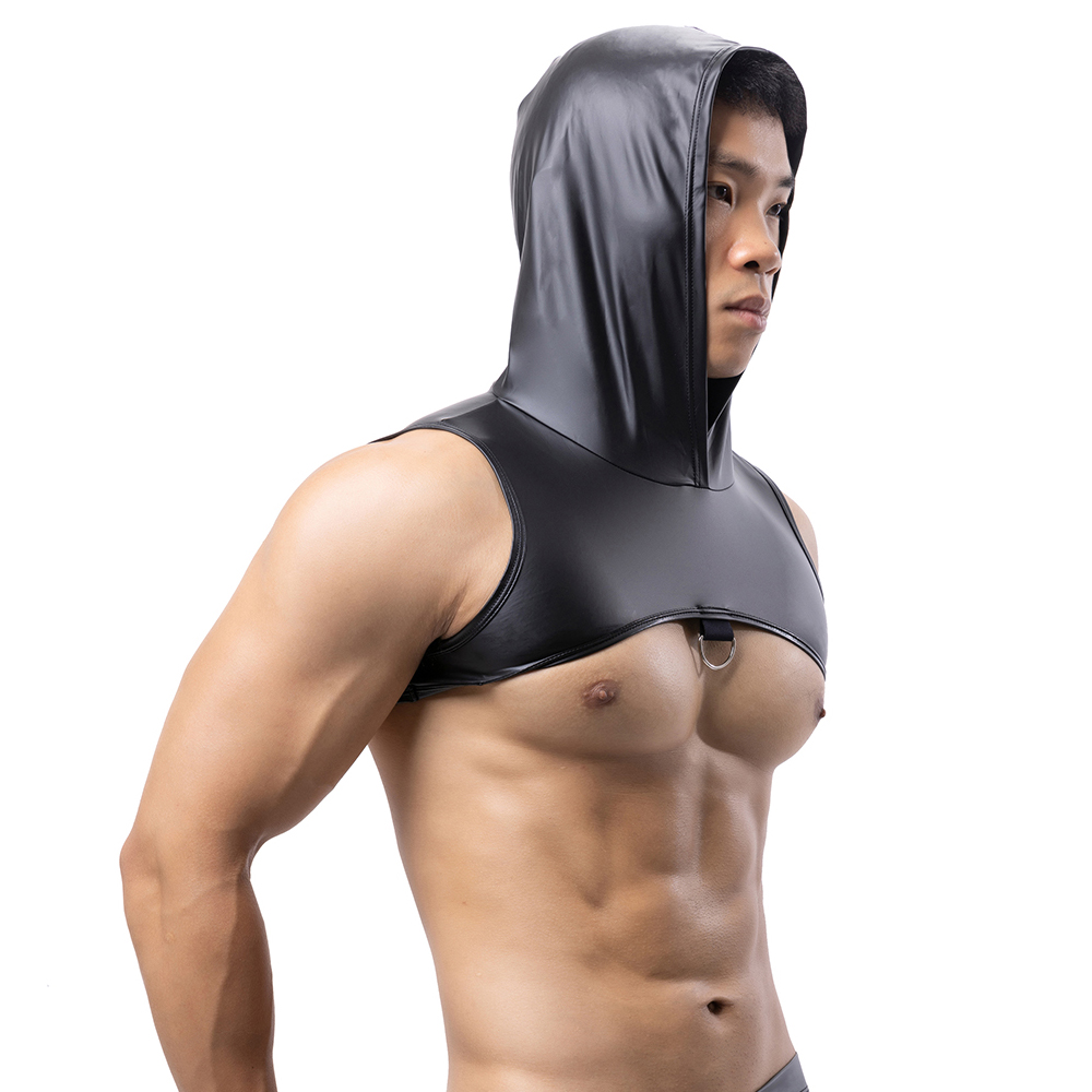 Men Faux Leather Hooded Fitnes - Leather Work Vest review and price