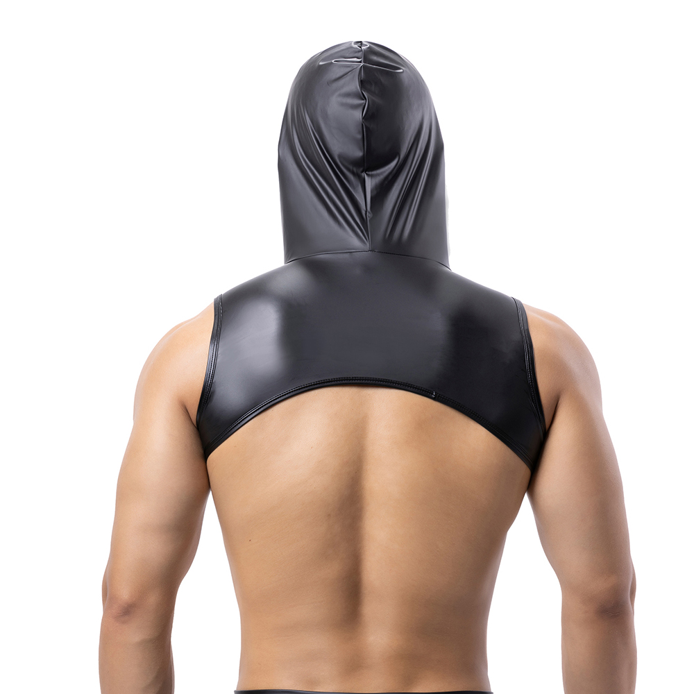 Men Faux Leather Hooded Fitnes - Leather Work Vest review and price