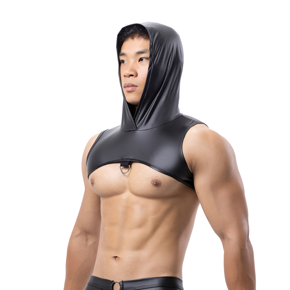 Men Faux Leather Hooded Fitnes - Leather Work Vest review and price