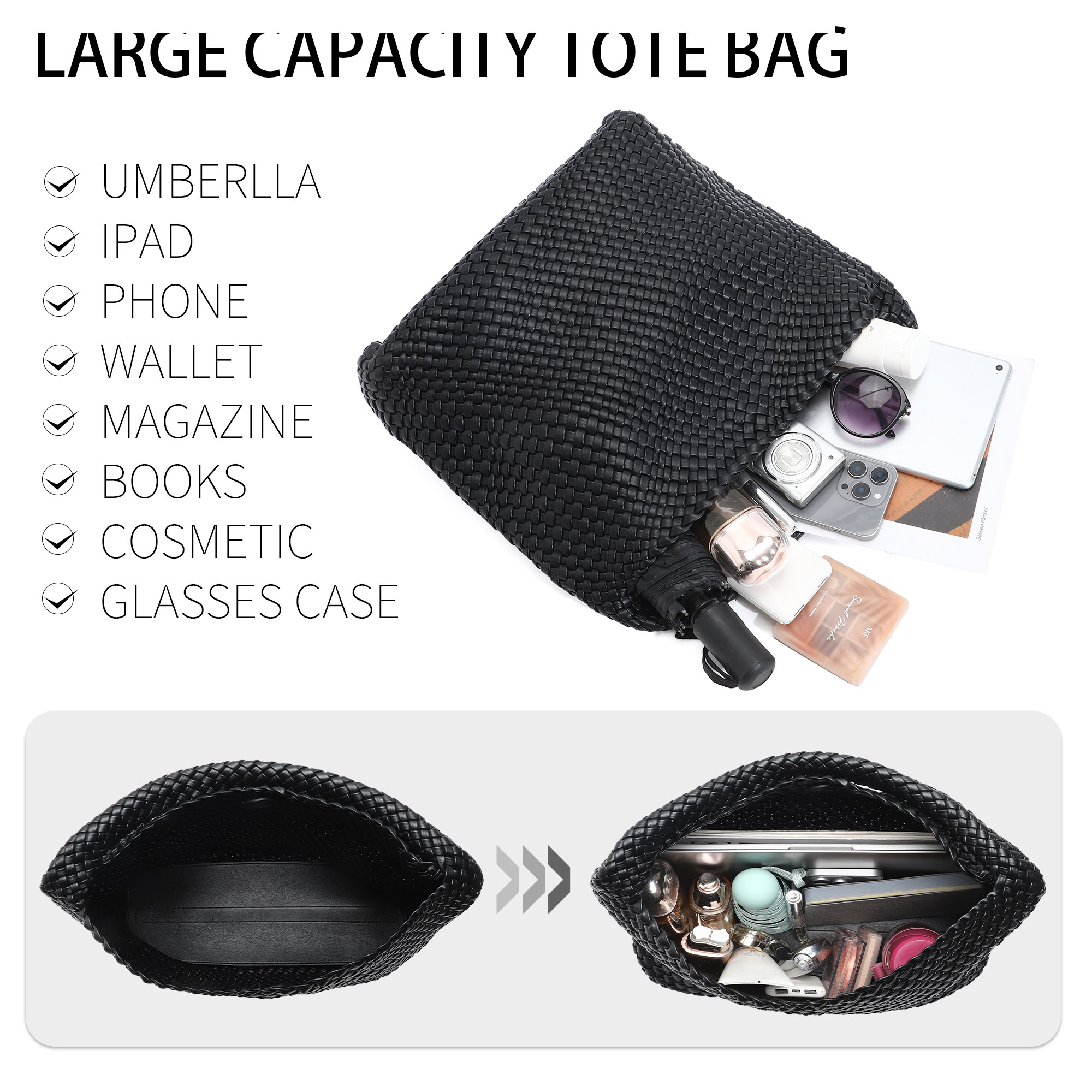 Large Woven Tote Bag for Women - Leatherwork Wallet review and price
